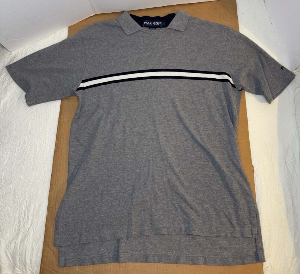 Polo Golf Ralph Lauren Polo Shirt Size L Gray Striped Y2K Vintage